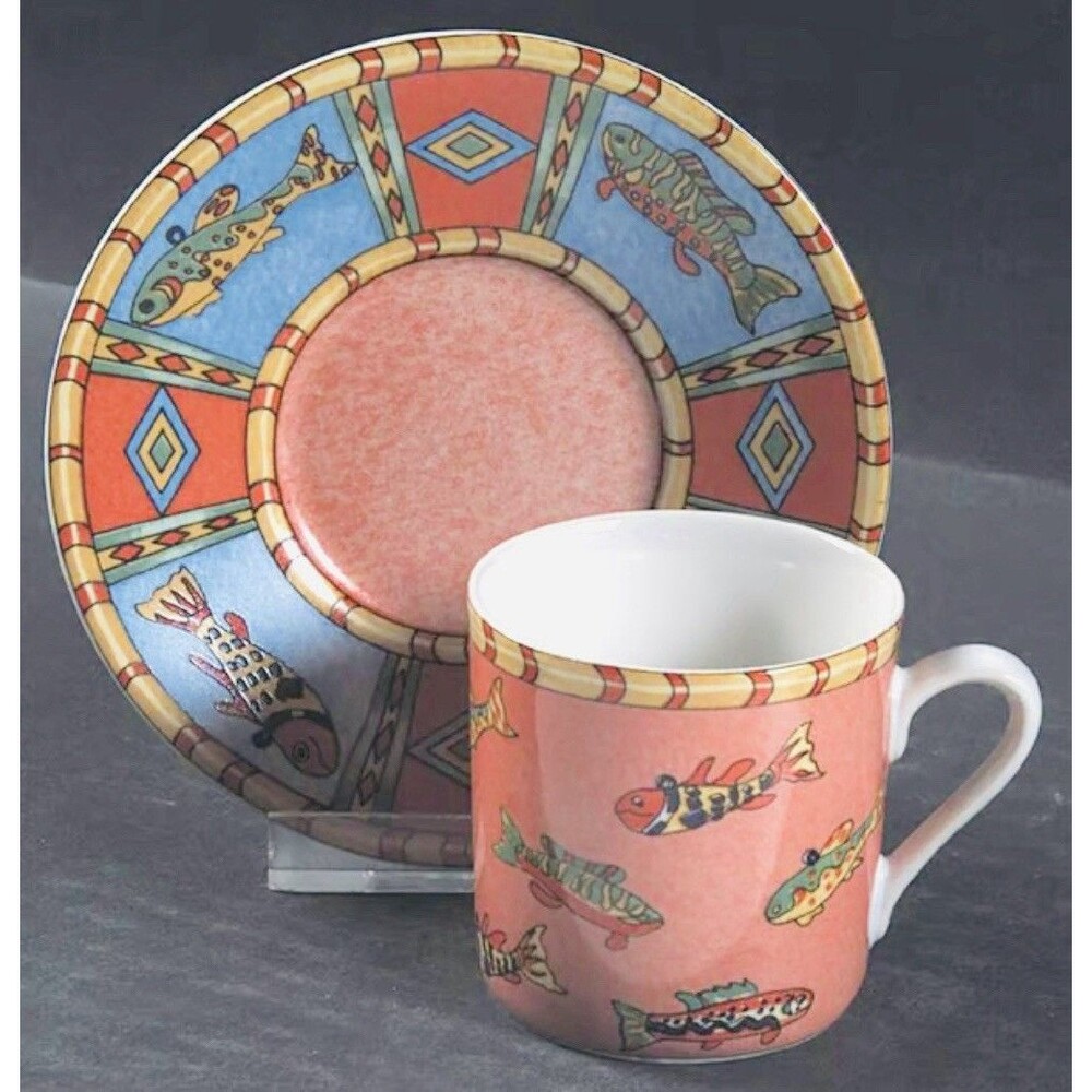VTG. Essex Collection Splash by Siddhia Hutchinson Demitasse 3 Cup & Saucer Set